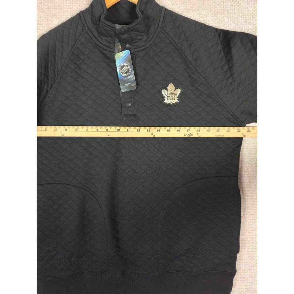 Blue 84 NHL Toronto Maple Leafs Mens Quilted Snap Mock Neck‎ Pullover Black Sz M